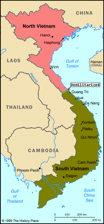 Bản đồ nước Việt Nam sau Hiệp định đình chiến Geneva (1954)