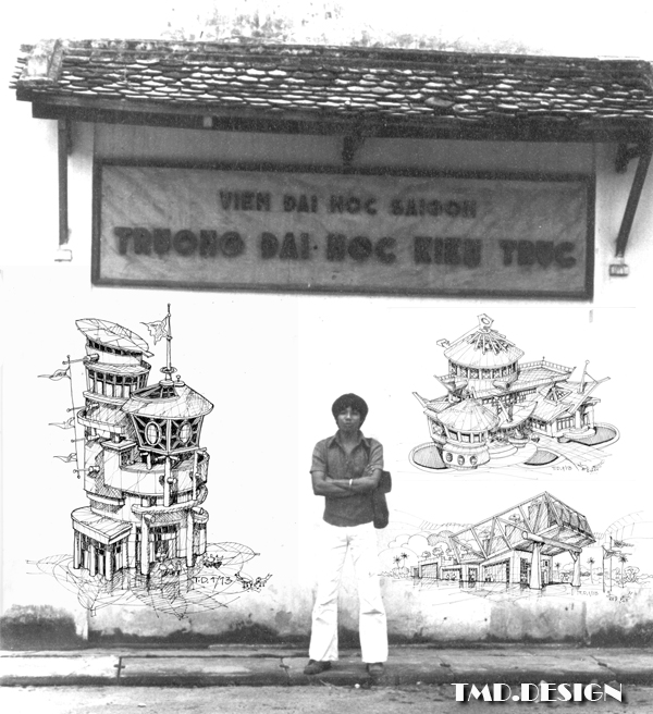 Bảng trước cổng trường ĐH Kiến Trúc Saigon (trước 1975). Nguồn DMT