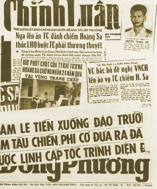 Báo chí miền Nam viết về trận Hoàng Sa (1/1974). Nguồn: Source: VNN Coastal Group 16