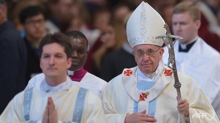 Giáo hoàng Francis trong thánh lễ đầu năm 2014. Nguồn: AFP/FILIPPO MONTEFORTE