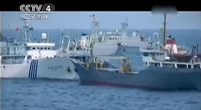 Cuộc ddujng độ năm 2007: tàu Trung Quốc và tàu Việt Nam. Nguồn: CCTV-4