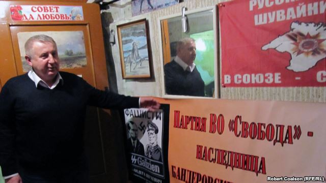 Sergei Shuvainikov  tại văn phòng ở Simferopol. Nguồn: Robert Coalson