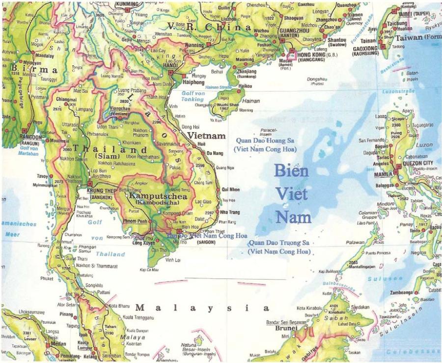 Bản đổ Việt Nam với Hoàng Sa và Trường Sa. Nguồn: OntheNet