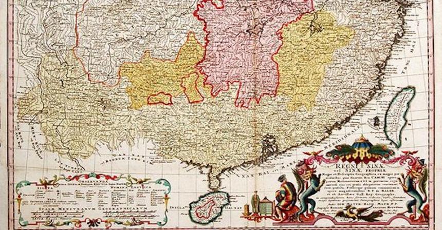 Tâm bản đồ cổ của Trung Quốc do d'Anvil thực hiện năm 1776. Nguồn Foreign Policy.