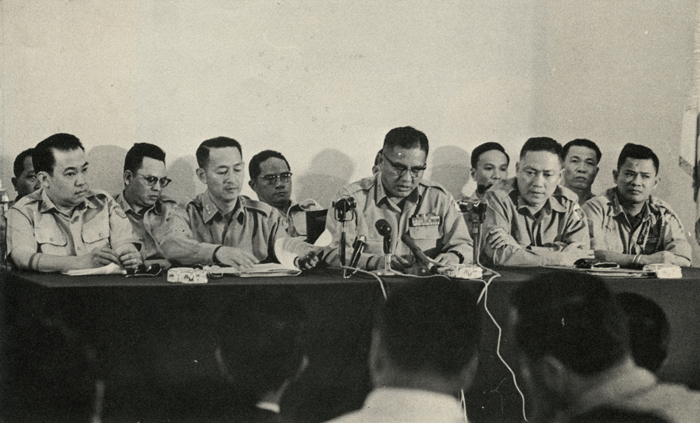 Trung Tướng Dương Văn Minh, Tuyên bố thành lập Hội Đồng Quân Nhân Cách Mạng 11-1963. Nguồn: cia.pentagonpapers 
