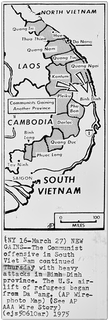 Bản đồ VNCH ngày 27 tháng Ba, 1975. Nguồn: AP