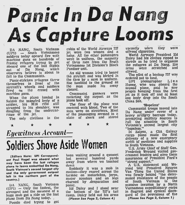 Trang nhất tờ The Hour - Mar 21, 1975.