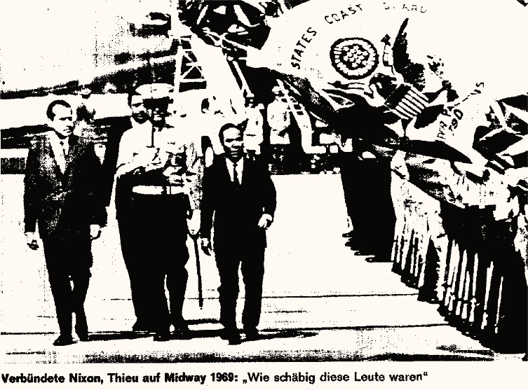 TToong thống Nixon và TT Thiệu tại Hội nghị Midway. Nguồn: Der Spiegel số 50, trang 198.