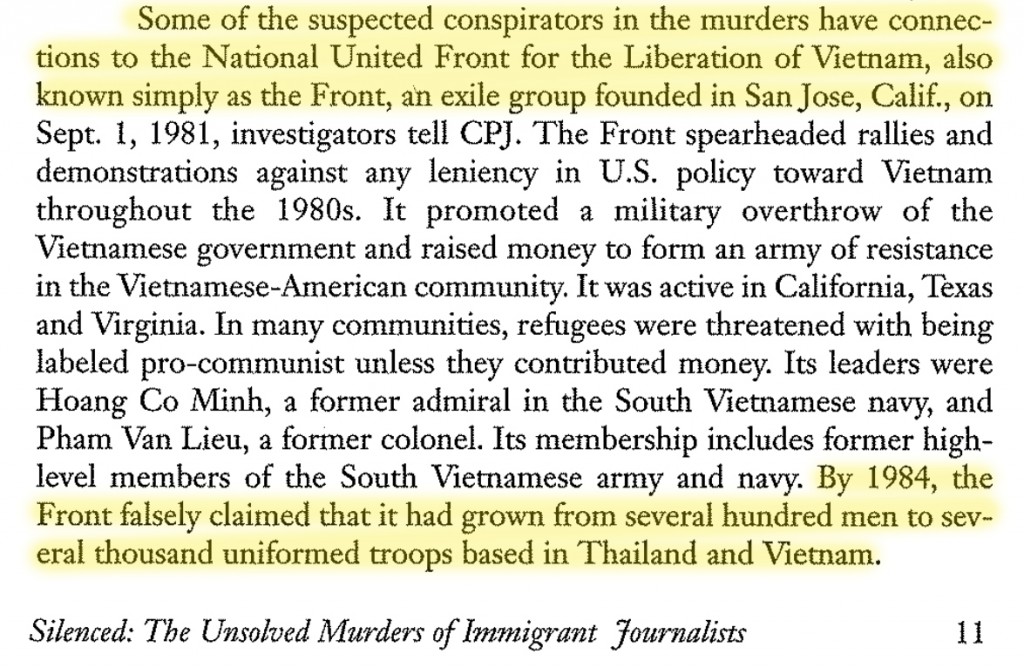 “Silenced: The Unsolved Murders of immigrant journalists in the United States”, Committee to Protect Journalists, CPJ, December 1994, trang 11. 