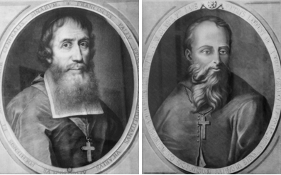 Hai giáo sĩ của Hội Thừa sai Hải ngoại Paris (MEP): Mgr François Pallu (1626-84). Bên phải: GM Tổng đại diện Nam Kỳ Pierre Lambert de la Motte (1624-1679)