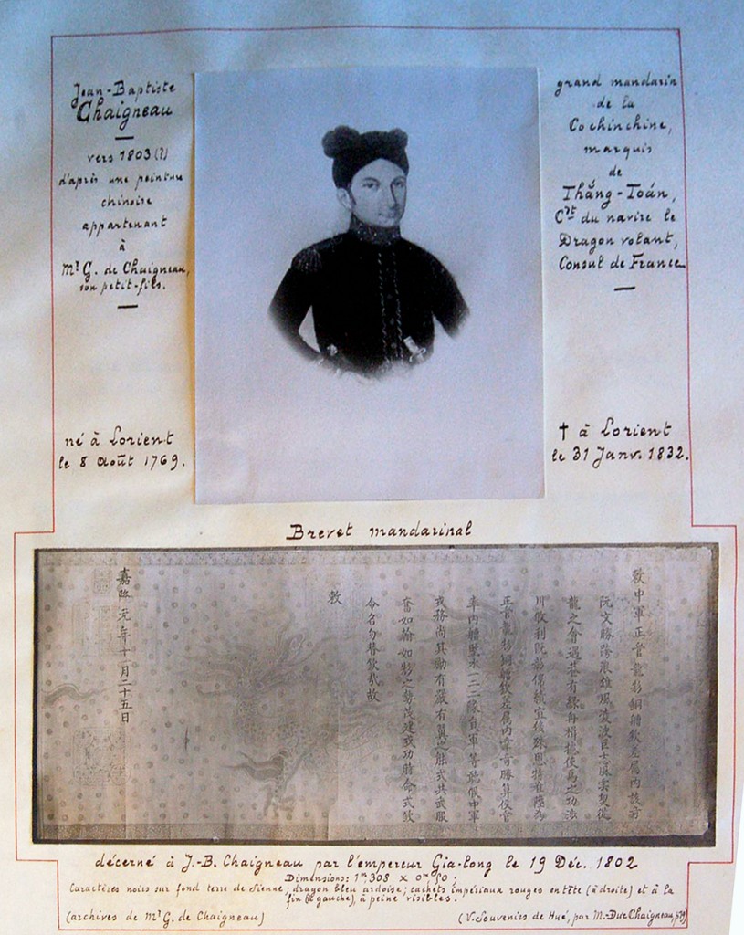 Jean-Baptiste Chaigneau và chiếu phong quan của Hoàng đế Gia Long , 1802. Nguồn:  Văn khố Chaigneau