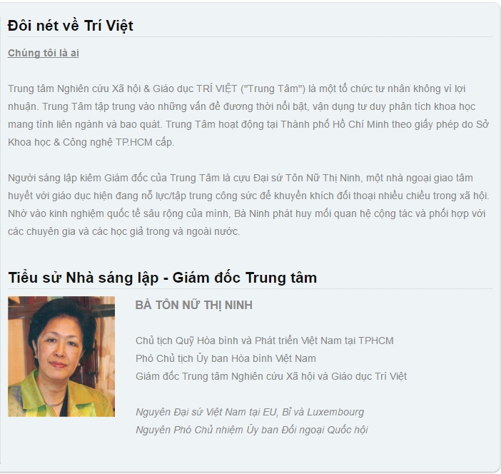 Trang Trung Tâm Nghiên Cứu Xã Hội Và Giáo Dục Trí Việt. Nguồn: triviet.org