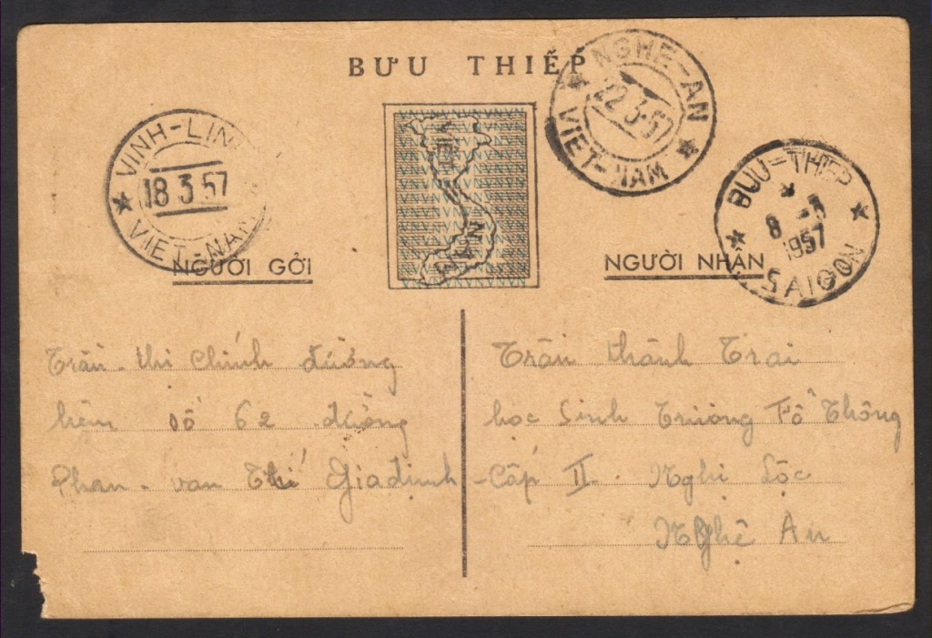 Bưu tiếp Bắc Nam (Bản đâu tiên, 1955-7). Nguôn: TTK