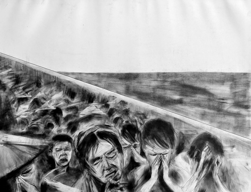 Minh họa của chuyến đi tị nạn của gia đình tác giả từ Việt Nam vào năm 1975. Nguồn: Minh Uông / The New York Times