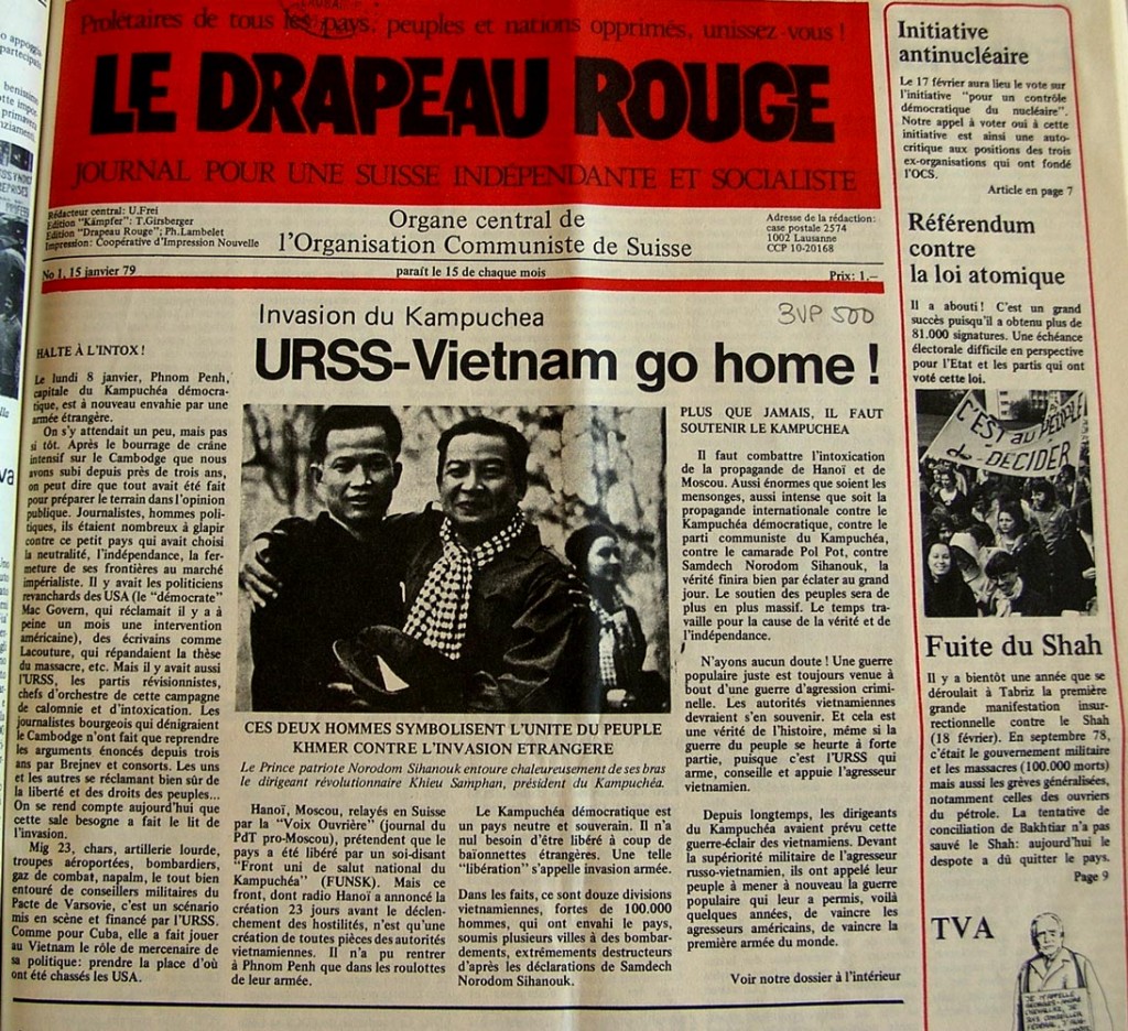 Báo Cờ Đổ của đảng Cộng sản Thuỵ Sĩ. 15/01/1979. Nguồn: OntheNet