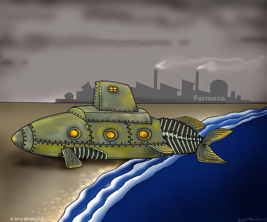 Tàu ngầm Kilo bị nhiễm độc ở Vũng Áng. Tranh Babui.